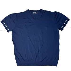 PAUL JONES Preppy Knit Top Blouse Varsity Womens XL Vintage Short Sleeve Striped